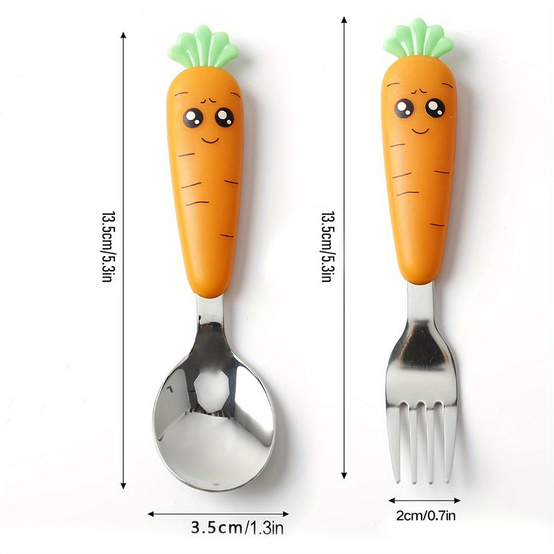 1pz/2pzs, Cubiertos de Zanahoria, Tenedor y Cuchara con Diseño Lindo