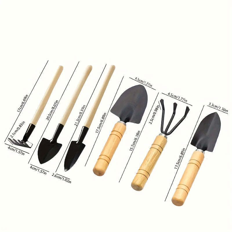 Juego de 6 Piezas para Jardinería de Suculentas, Herramientas para Flores en Macetas Domésticas, Kit de Rastrillo y Azada de Hierro para Plántulas, Esenciales Portátiles para Cuidado del Jardín en Espacios Pequeños y Jardineros Principiantes, Diseño Comp