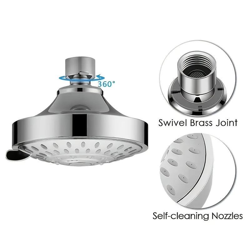 1 cabezal de ducha contemporáneo de 4 pulgadas, 5 modos de rociado, alta presión, montaje en pared/colgado/insertado, sin necesidad de electricidad, rociador estilo spa americano para hogar, hotel y casa de huéspedes