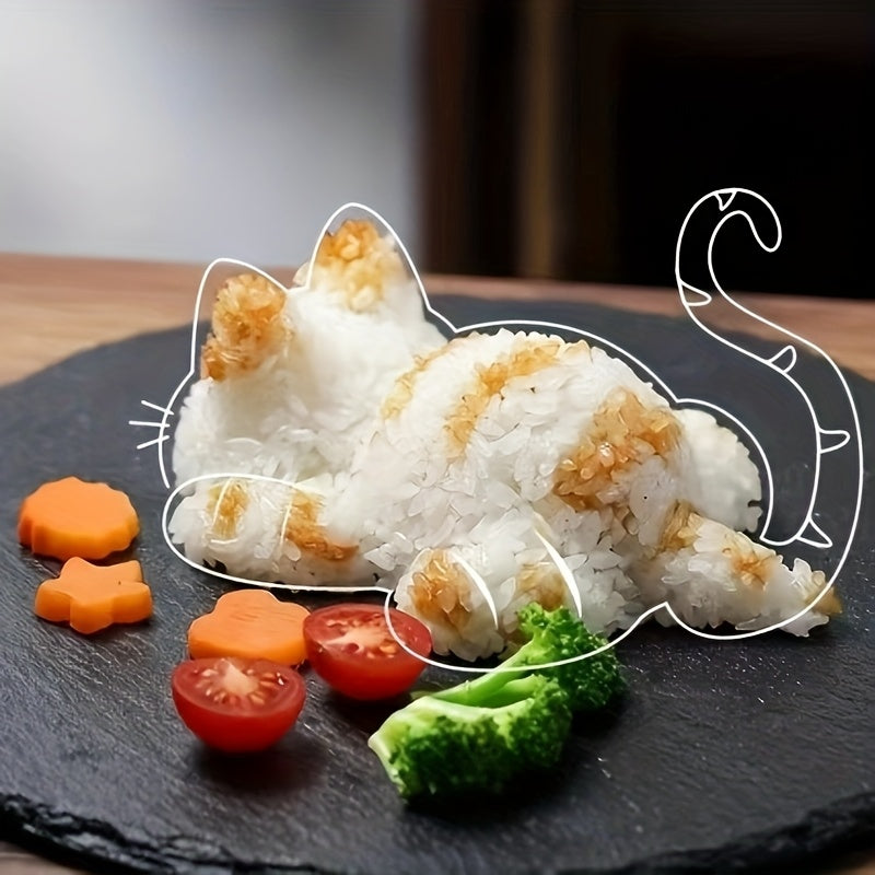 1pc WhimsyCat Molde creativo para sushi con forma de gato, molde de arroz japonés de plástico para hacer sushi casero, divertido gadget de cocina para entusiastas de la cocina