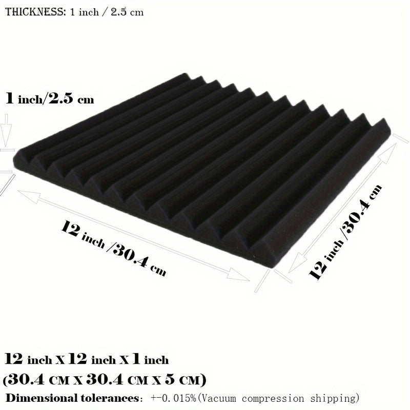 96 piezas de paneles acústicos de espuma negra VIBuilt, 30.48 cm x 30.48 cm x 2.54 cm - Baldosas insonorizadas de alta densidad para estudio, sala de música y sala de juegos, reducción de ruido, fácil instalación, duraderas y absorbentes, paneles insonor