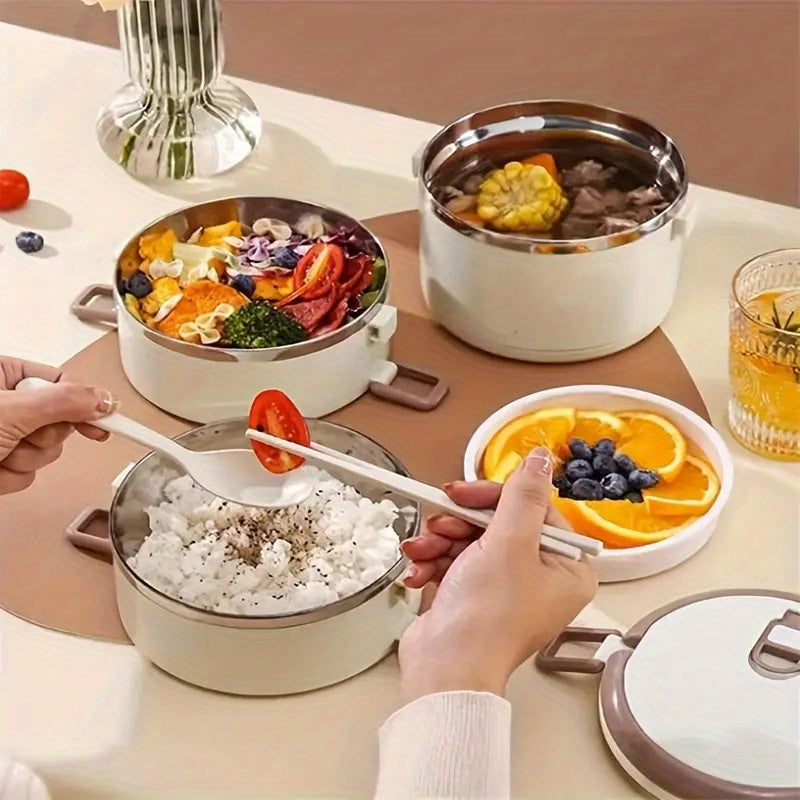 Lonchera de Acero Inoxidable de Gran Capacidad - Caja Térmica Portátil para la Escuela, Camping y Trabajo - Accesorios Ideales para Organización y Almacenamiento en Cocina