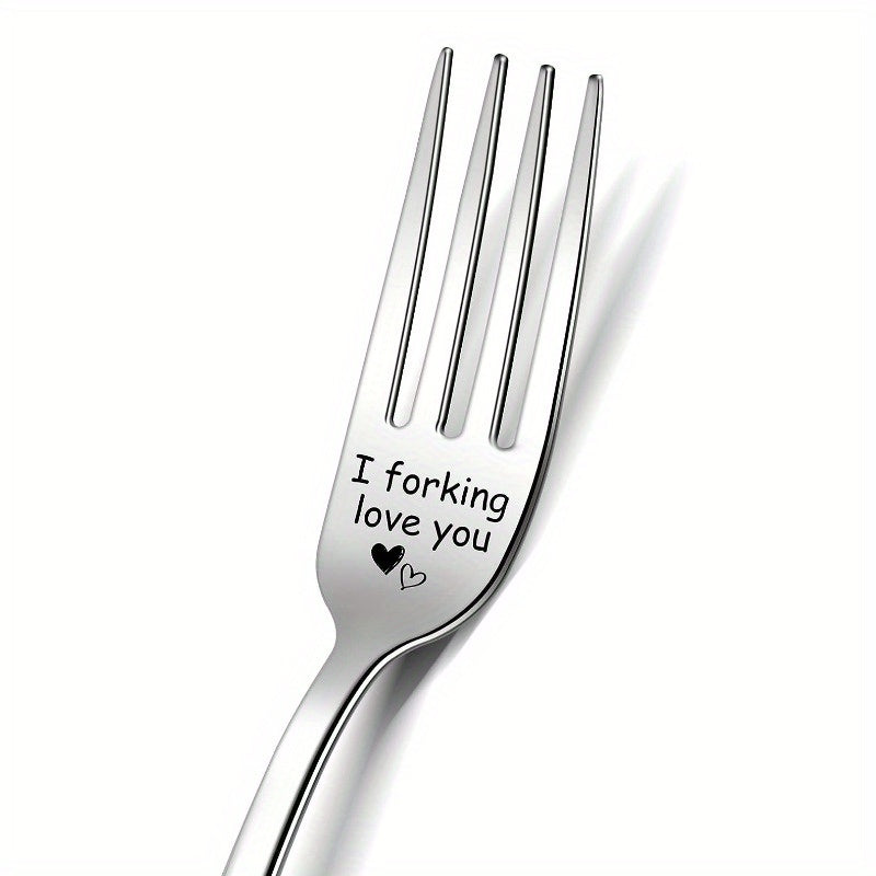 1pc "Te Amo Muchísimo" Tenedor de Acero Inoxidable Grabado - Pulido Espejo, Duradero y Apto para Lavavajillas - Regalo Romántico Ideal para Novio, Novia, Esposo, Esposa en Aniversario, Día de San Valentín, Cumpleaños, Navidad