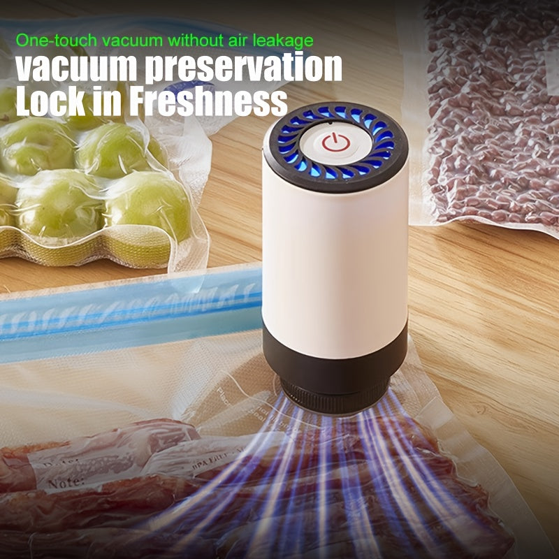 Selladora al Vacío Mini Eléctrica Recargable USB con 3 Tamaños de Bolsas para Almacenamiento Fresco y Libre de Humedad - Máquina Portátil de Sellado a Baja Temperatura para Frutas y Verduras