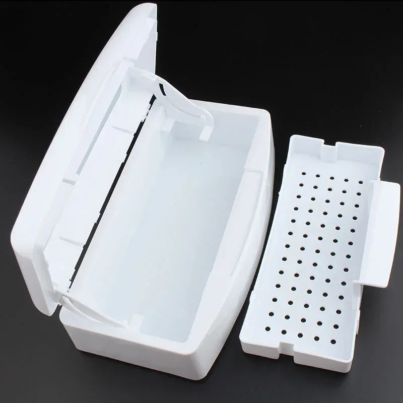 1pc Caja de Esterilización Portátil para Uñas - Sistema de Filtro con Alcohol, No Necesita Electricidad, Plástico Duradero para Limpieza de Herramientas de Pestañas Postizas y Uñas, Desinfección Higiénica en Casa o Salón, Bandeja de Drenaje Perforada, Di