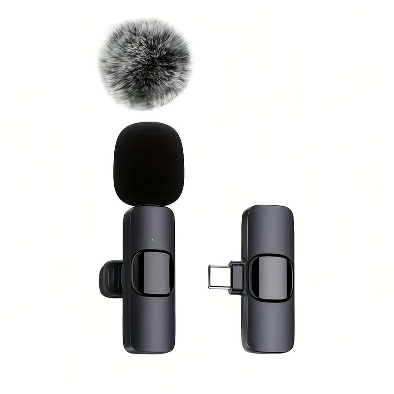 Microfono Lavalier sin varillas con 10 Receptores de Audio, USB-C y Funcionalidad Inalámbrica, Doble Micrófonos, Incluye Pantalla Antiviento, Cancelación de Ruido, Ideal para Streaming, Podcasting y Grabación de Video