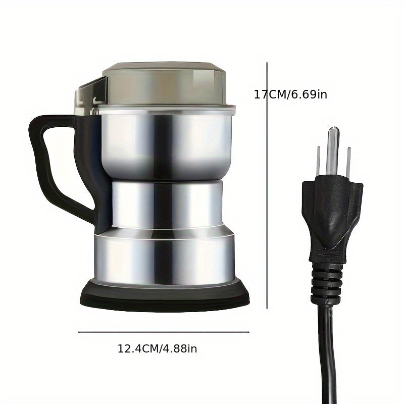 Molino de granos de acero inoxidable eléctrico, ultrafino para hogar y cocina, para granos enteros y artículos secos, tamaño pequeño con función de arranque de un solo botón, potente con enchufe de 110V de EE. UU., no requiere batería, forma irregular, e