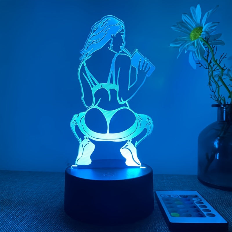 Lámpara de escritorio artística 3D con control remoto: 16 opciones de color, alimentación USB y funcionalidad táctil con botón
