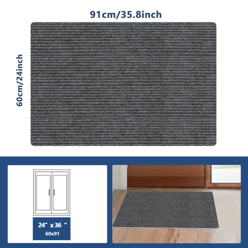 1 pieza de alfombrilla antideslizante para puertas - Elegante diseño geométrico en azul y blanco, fácil de limpiar, poliéster duradero, perfecto para entradas interiores/exteriores, porches delanteros, habitaciones y jardines, ideal para ayudar con la de