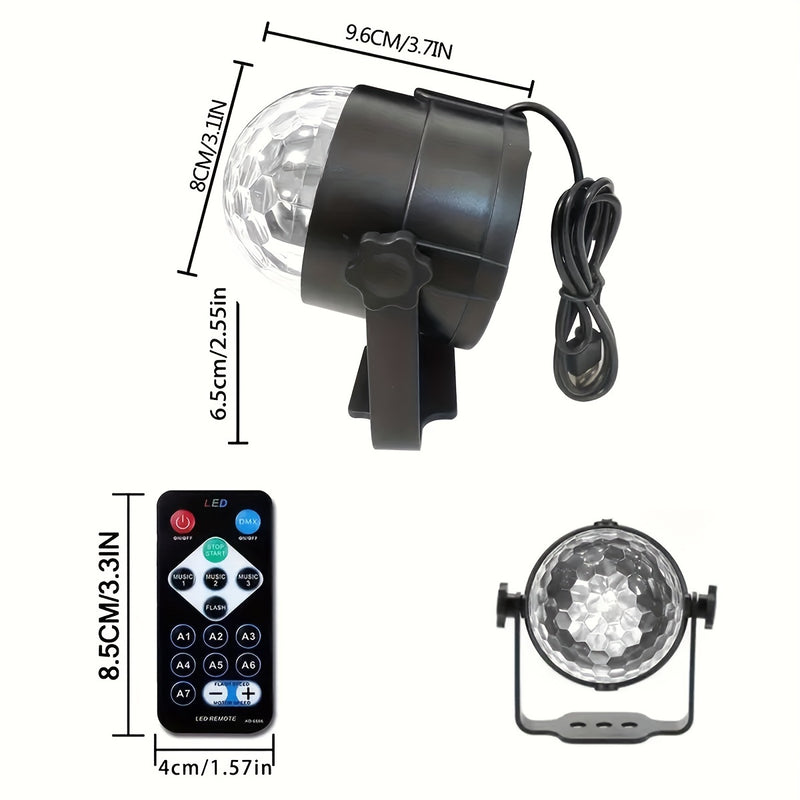 1pc Trae la fiesta a la vida con luces de bola de discoteca RGB activadas por sonido - 7 modos de control remoto, perfecto para fiestas de baile en casa, bares, karaoke, decoración del hogar, sala de estar, Halloween, Navidad, decoración de bodas, decora