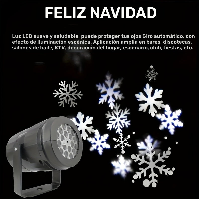 Proyector de copos de nieve con USB, perfecto para decoración navideña en interiores, fiestas de Navidad, luz escénica con patrón giratorio de copos de nieve