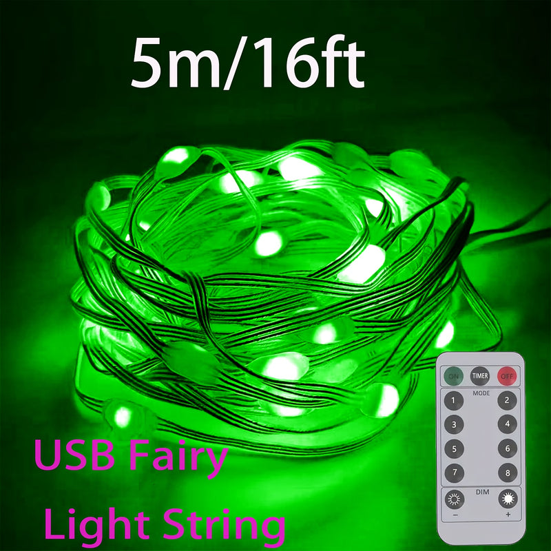 Luces de cuerda LED impermeables con mando a distancia, alimentadas por USB, modos de parpadeo ajustables, ideales para Navidad, Día de San Valentín, bodas, Año Nuevo, decoración interior y exterior, iluminación de patio y jardín