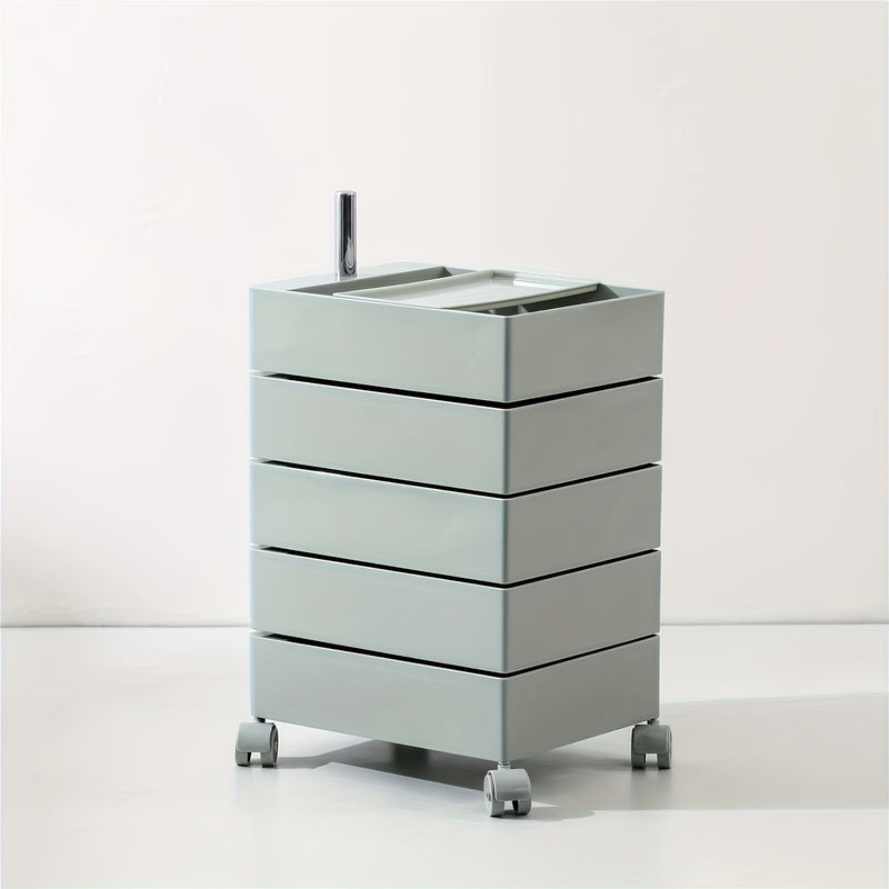 Carrito de Almacenamiento Delgado de 5 Niveles con Ruedas - Organizador Versátil sin Montaje para Oficina, Sala de Estar, Cocina | Diseño Multifuncional con Compartimentos Rotativos 360°