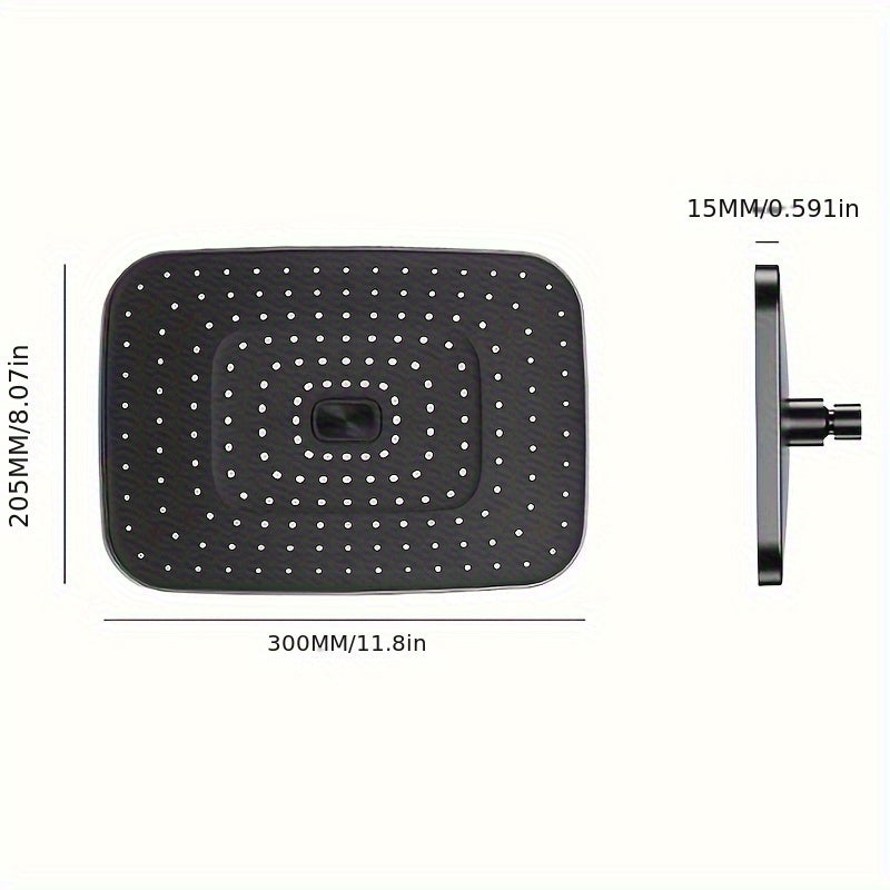 Ducha Cuadrada de Alta Presión Deluxe Rain, Acabado Elegante Plateado/Negro, Montaje en Pared Fácil para una Experiencia de Baño Premium, Decoración de Regalo para Navidad/Halloween