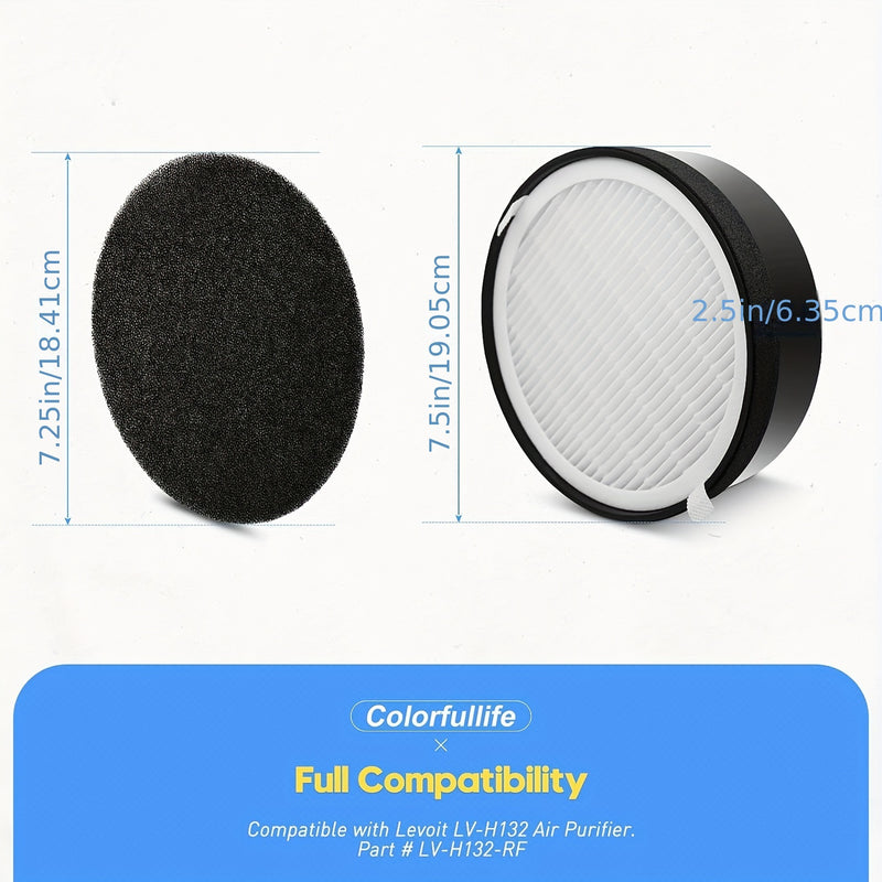 3pcs Filtros de Repuesto para Purificador de Aire LEVOIT LV-H132 - H13 True HEPA y Carbón Activado, Compatibles con el Modelo LV-H132-RF