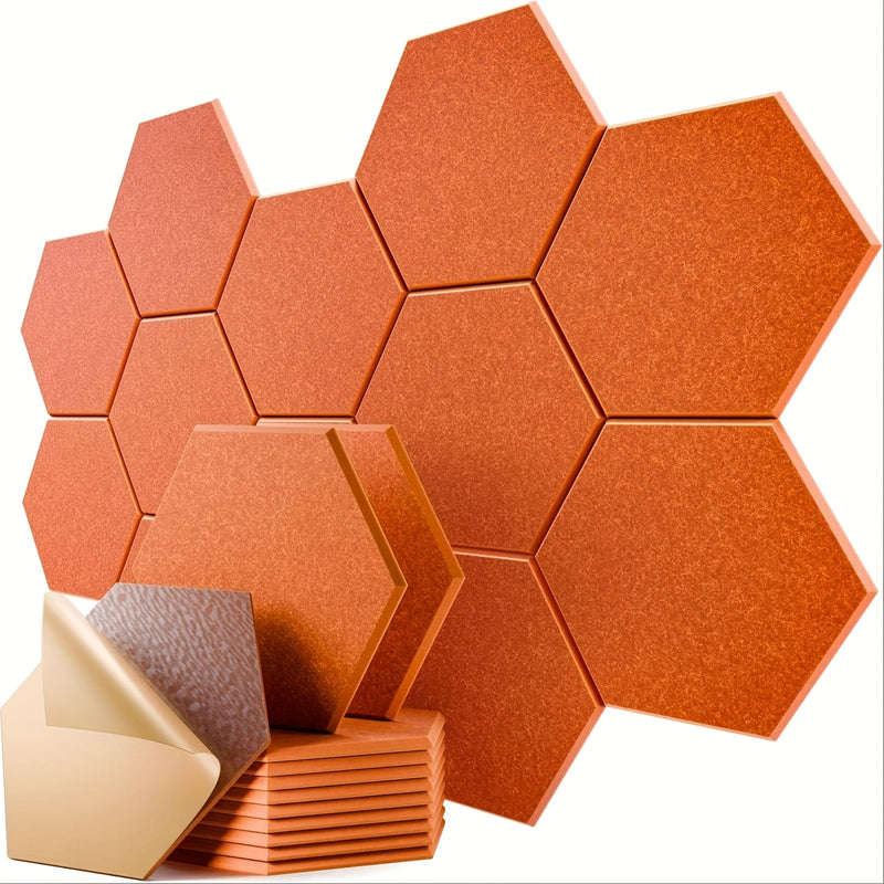 Paquete de 12 paneles de espuma acústica autoadhesivos, 12" x 10" x 0,4", alta densidad 154 kg/m³, diseño hexagonal de moda, paneles decorativos absorbentes de ruido para hogar y estudio, paneles de espuma acústica, tratamiento acústico de habitaciones,