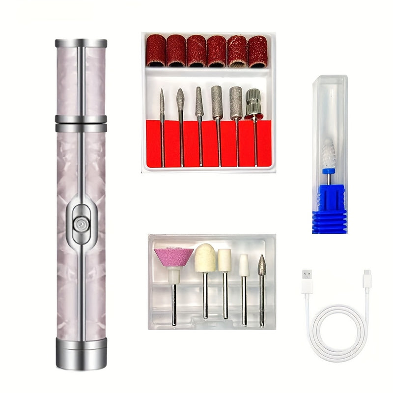 Maquinilla Eléctrica Profesional para Uñas - 20000 RPM con Batería de Litio Recargable USB-C, Herramienta Portátil para Manicura y Arte en Uñas, Gel y Acrílicos - Compatible con Hogar y Salón (Sin Adaptador Necesario) - Ideal para Principiantes y Profesi