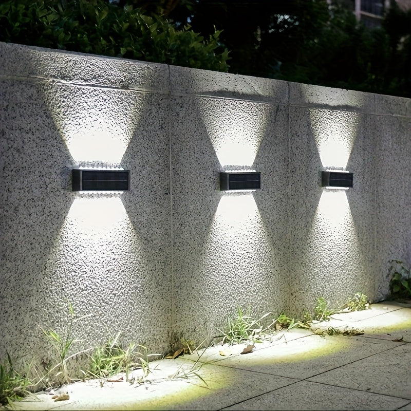 4 piezas de luces solares con 12/16 LEDs, luces para jardín al aire libre para decorar patios y paredes, IP44, para jardín al aire libre, patio, luz ambiental, paisaje moderno de villa, camino, pasillo
