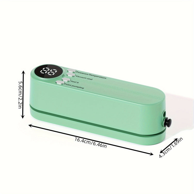 Sellador de vacío multifuncional con bomba rápida - Recargable por USB, batería de litio de 1200mAh, operación de un clic para sellado rápido de snacks, carne, frutas y verduras, dispositivo de conservación de alimentos de ahorro de espacio, ahorro de ve