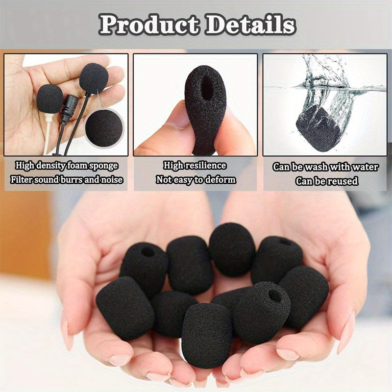 Cubiertas de espuma para micrófono de auriculares, pantalla de viento de espuma para micrófono de solapa, cubierta de espuma miniatura para micrófono de auriculares para reducción de ruido (12pcs/24pcs)