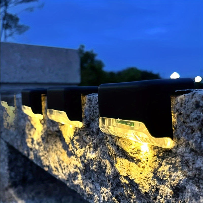 6pcs/7pcs/10pcs Luces Solares para Vallas, Luces de Siete Caracteres para Exteriores, Utilizadas para Escalones de Vallas, Escaleras, Terrazas, Vallas, Senderos, Luces de Ambiente para Terrazas y Senderos