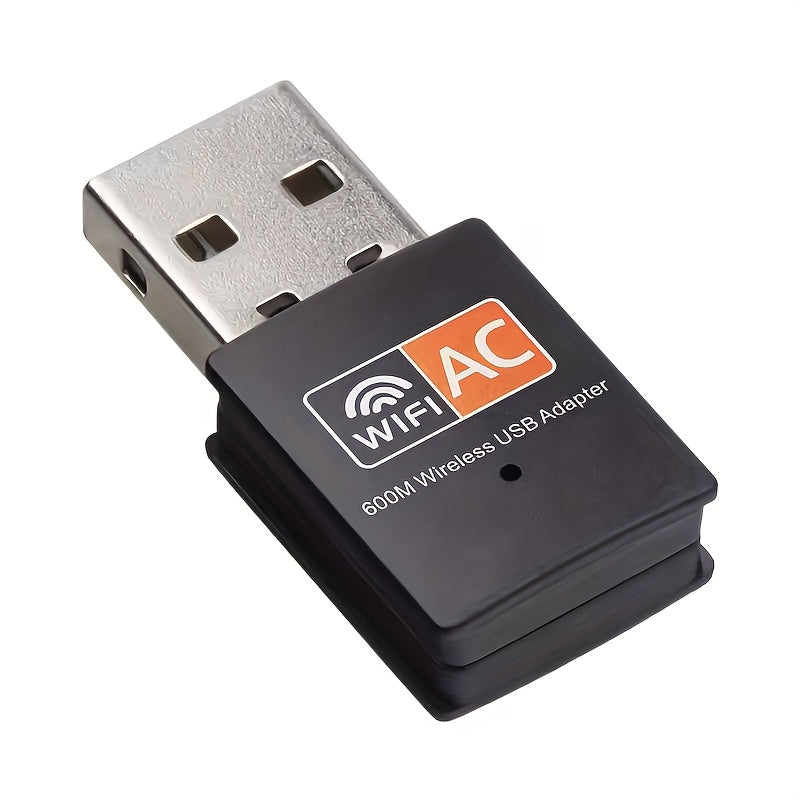 Trollicket 600 Mbps Adaptador de WiFi de doble banda USB - Antena 2,4G y 5GHz, dongle de red de alta velocidad para PC/laptops, compatible con Windows 10/11, alimentado por USB, sin batería, accesorio de red | Diseño elegante | Adaptador alimentado por U