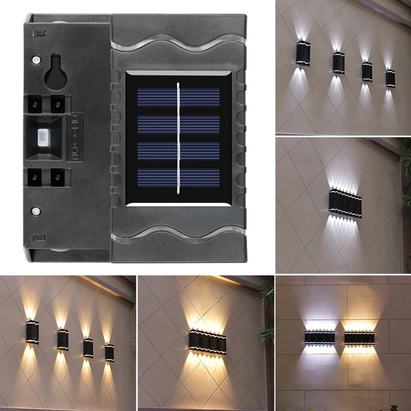 (4 unidades/Caja) Luces de lavado de pared solares al aire libre IP44 para decoración de jardín, nuevo estilo de luces de pared ambientales para cercas