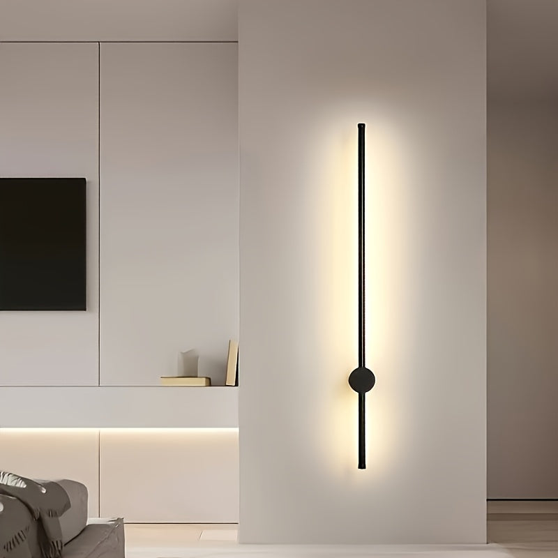 1pc Luz de Pared Lineal LED Giratoria Moderna, Regulable y Semienterrada, Pantalla Metálica, Incluye Herrajes de Instalación, Adecuada para Dormitorio, Balcón, Restaurantes, Escaleras, Hoteles, Centros Comerciales, Bares - No Requiere Batería