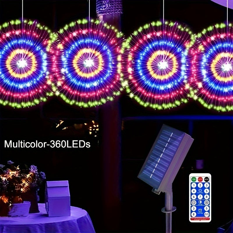 Juego de 4 luces colgantes solares con efecto de fuegos artificiales