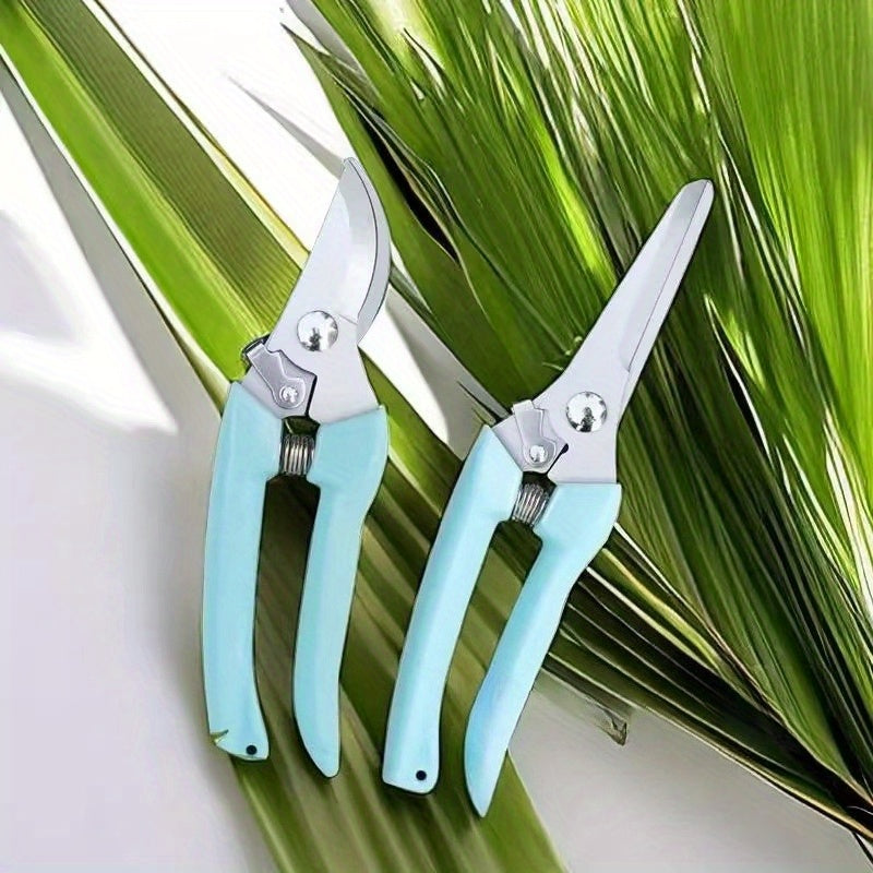 2 Piezas de Tijeras de Jardín (Azules), Set Premium de Tijeras de Poda, Cortaúñas y Cuchillas Rectas para Jardinería, Acero al Carbono Afilado, Tijeras Florales para Recortar Flores, Plantas y Bonsái, Ideales para Frutas