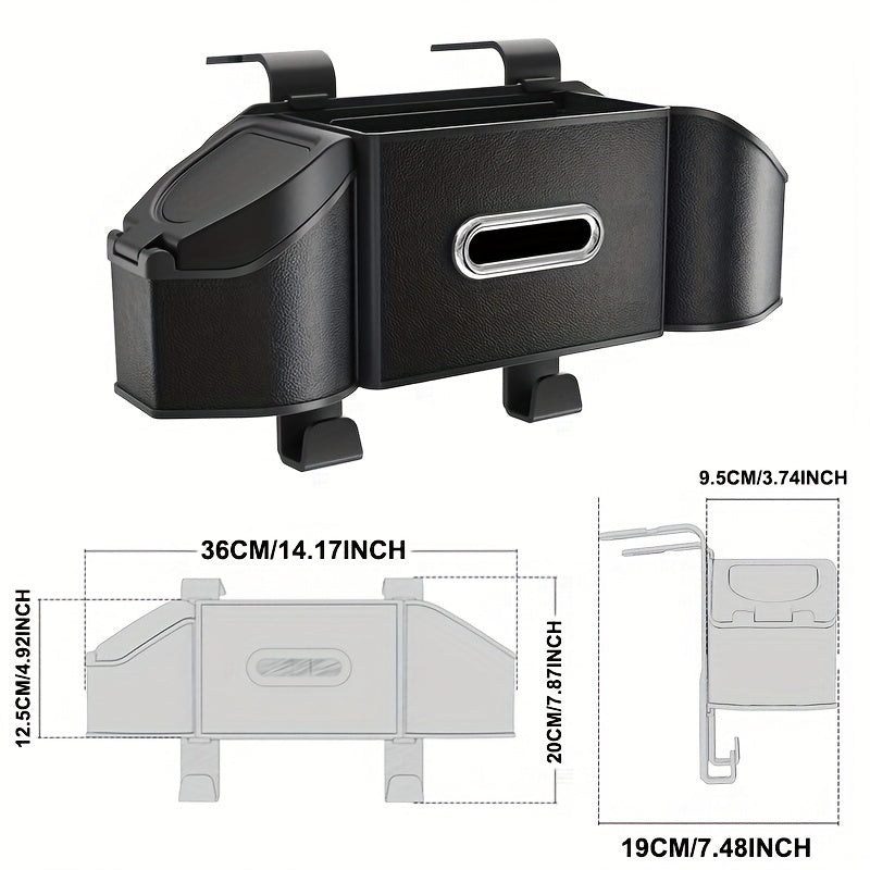 Organizador Universal de Resina ABS para Asiento Trasero de Coche de 1 Pieza con Caja de Almacenamiento Multifuncional para Interior de Auto, Porta Pañuelos y Ganchos para Acceso del Lado del Conductor y del Pasajero