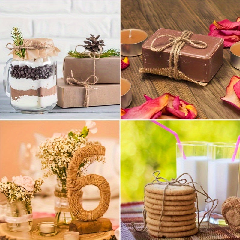 1 Paquete de Cuerda de Yute Natural - 328 Pies, 2mm en Tonos Terrosos Resistentes, Adecuado para Jardinería, Empaquetado de Manualidades y Decoraciones Festivas - Fibra Duradera de Alta Calidad, Ideal para Entrenamiento de Plantas, Tejido y Proyectos DIY