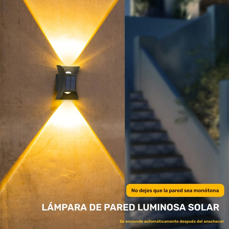 Lámpara de pared de LED con sensor de luz automático alimentada por energía solar, montaje semi-incrustado de plástico, doble iluminación direccional, diseño desmontable con carga solar, batería de níquel de 300mAh, portátil - Incluye fuente de luz integ