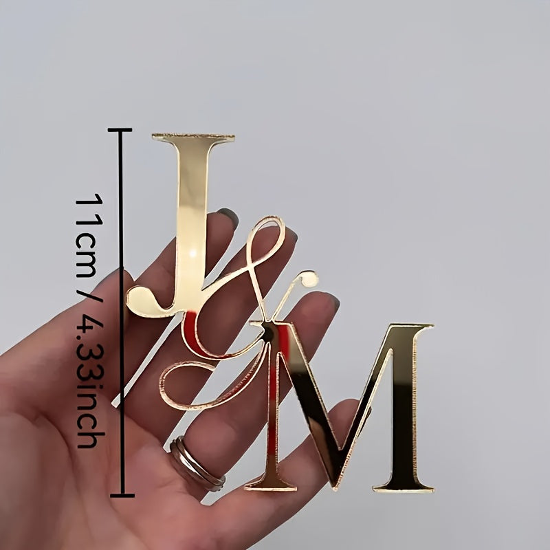 Letrero de Acrílico con Inicial Personalizada - Decoración de Pared con Fuente Escrita a Mano, Elegante Acabado en Oro Rosa, Exhibición Clásica para Escritorio, Perfecta para la Decoración del Hogar y Oficina