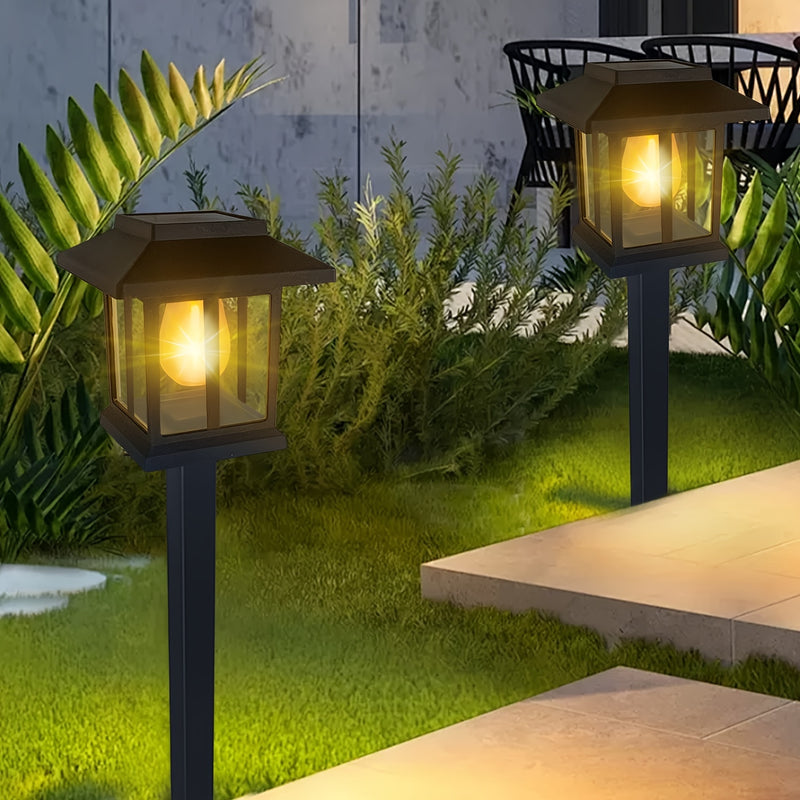 Juego de 2/6/12 luces solares para jardín, lámparas LED exteriores con energía solar, encendido automático al anochecer, diseño moderno en blanco cálido, para patio, camino, jardín, entrada