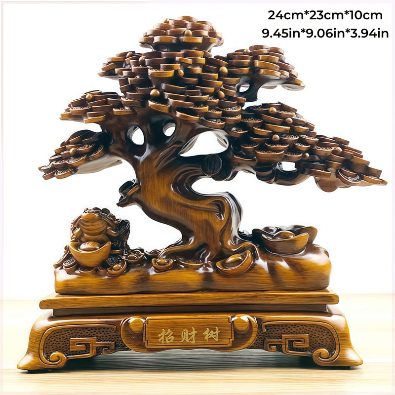Un Árbol de Riqueza Decorativo, También Conocido como Árbol del Dinero, que Presenta una Rana Dorada y Lingotes que Simbolizan Buena Suerte, Adecuado para Exhibir en Salones o Oficinas, y También Puede Ser Regalado como Obsequio.