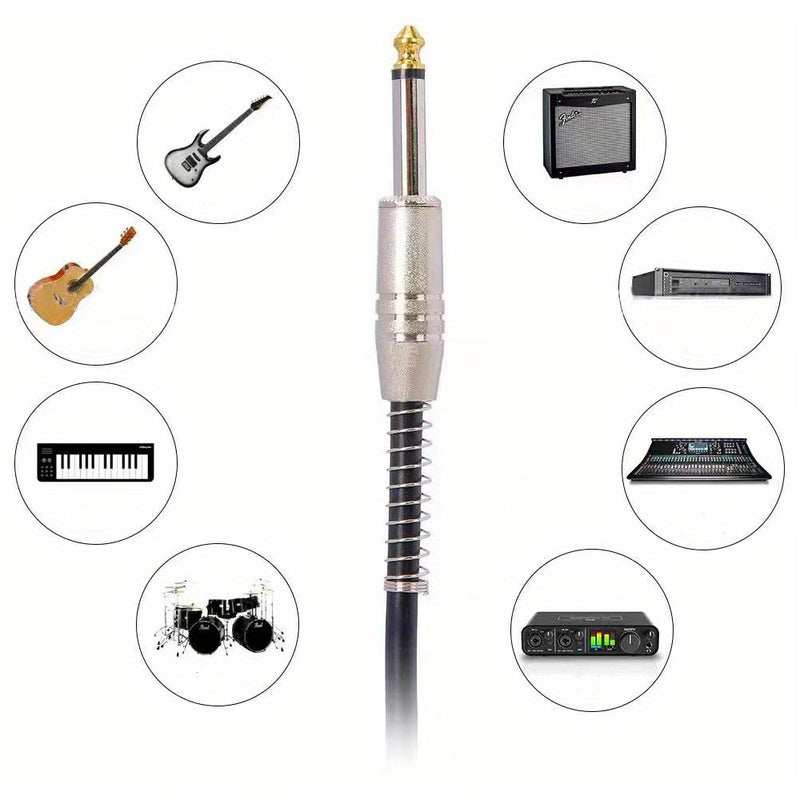 Cable para guitarra eléctrica de 6.5 mm (1/4''), cable mono blindado sin ruido para bajo, piano digital y batería, cable de audio de cobre puro macho a macho, para instrumentos musicales electrónicos, conexión a amplificadores de audio