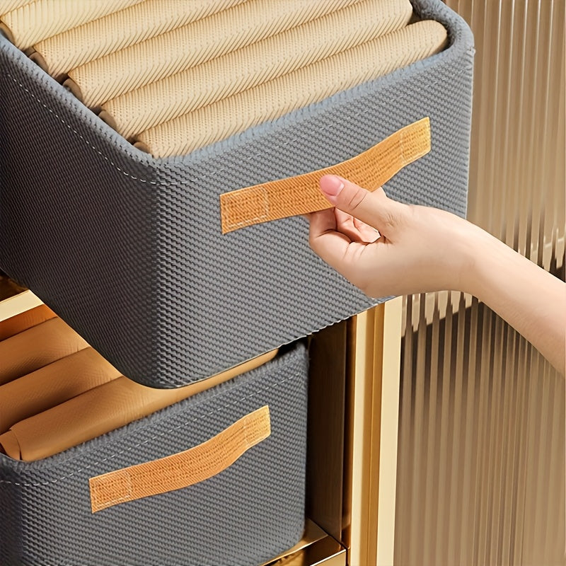 4pcs Cajas de Almacenamiento de Tela Clásicas con Asas, Organizadores Plegables y Engrosados de Uso Múltiple para Ropa y Organización del Hogar, No Tejido, Gris, Almacenamiento Debajo de la Cama