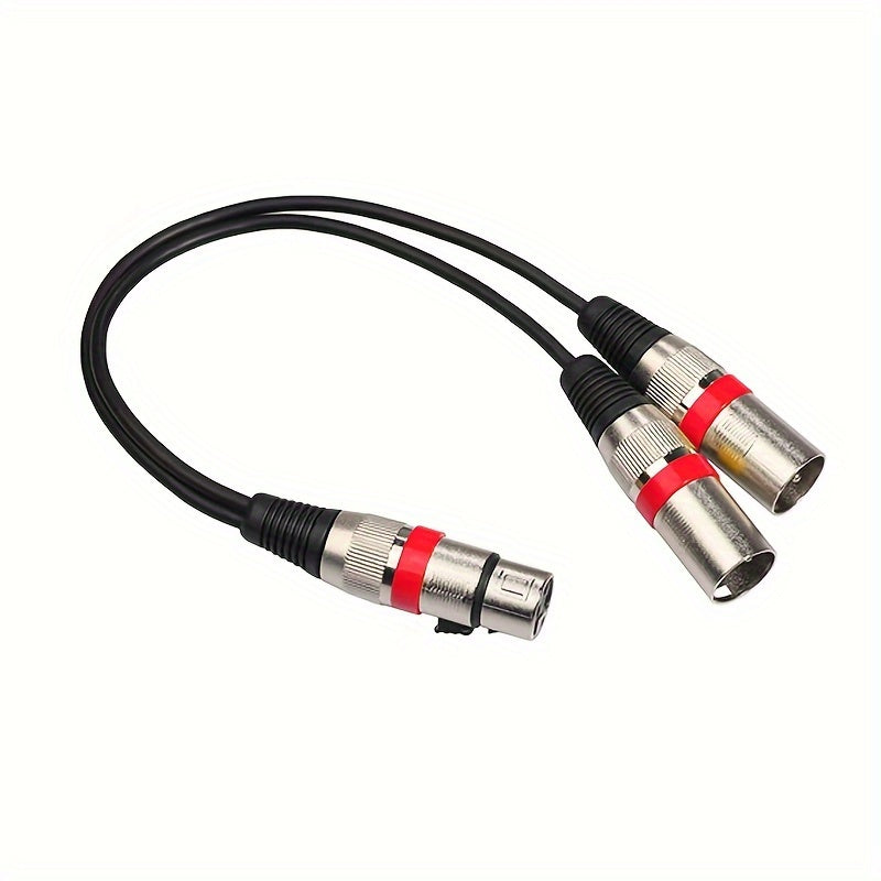 Adaptador de Cable XLR de Aleación de Zinc de 11.81" de 1 a 2 con Tres Núcleos, Cable de Conexión XLR Macho y Hembra, Cable Divisor XLR Adecuado para Consolas de Mezcla, Micrófonos, Altavoces, Amplificadores, Controladores de Luz de Escenario