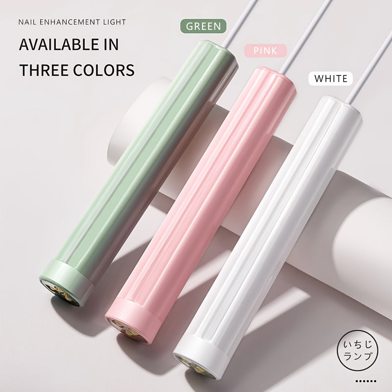 Linterna de Uñas Portátil con USB - Doble Fuente de Luz para Secado Rápido/Esmalte LED, Diseño Compacto y Ligero, Función Sin Pantalla e Inodoro, Recargable (Rosa Brillante/Blanco/Verde), Cuerpo de Plástico Duradero, Herramienta Ligerita, Alta Calidad, I