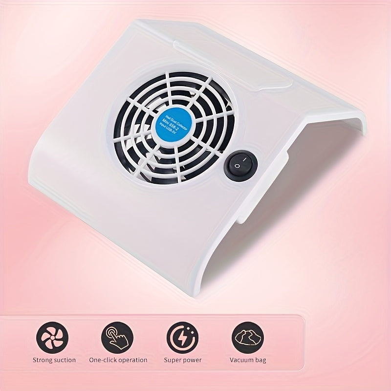 Secador de uñas USB con extracción automática y función de clic único - Limpieza de arte de uñas de plástico rosa para uso en salones y hogares, no necesita batería, accesorios de tecnología de uñas, diseño elegante, botones de control fáciles de usar