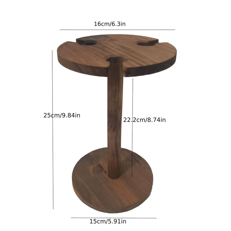 Soporte Premium para Copas de Vino en Madera - Diseño Circular con Detalles Dorados, Base Robusta para Estabilidad, Protege Superficies del Condensado, Decoración Elegante para Barra y Comedor, Acabado Natural, Acento Contemporáneo para Mesas