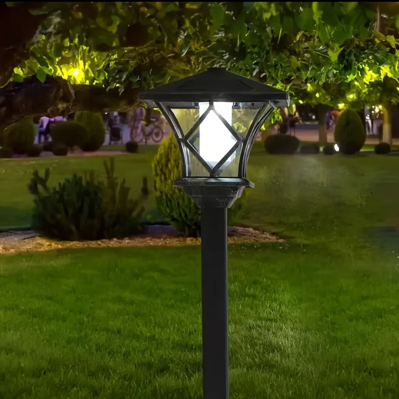 Luces solares LED retro para jardín, 2 en 1, iluminación de paisaje multiusos con panel solar, batería de níquel, camino, garaje, patio, césped y decoración de jardín, iluminación de paisaje impermeable al agua, exterior. Luces retro estilo, sombra de pl