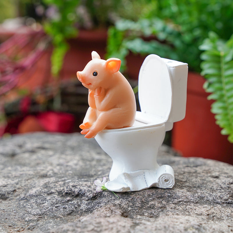 Decoración de Asiento de Inodoro de Resina con Dibujo Animado de Cerdo Lindo - Figura de Animal Caprichosa para Interior y Exterior del Hogar, Jardín y Escritorio, 3.3x6.35 cm