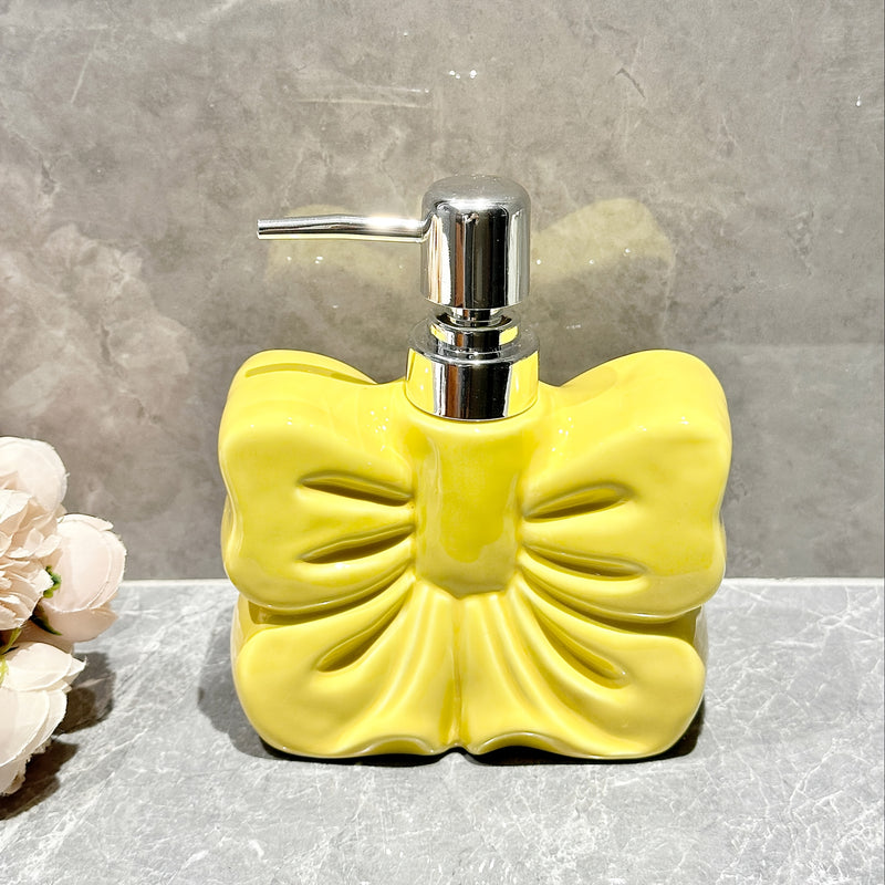 Botella de emulsión cerámica con diseño elegante y creativo, gran lazo, presión suave, ideal para envases de baño, ducha, gel líquido de cocina o decoración en hoteles temáticos