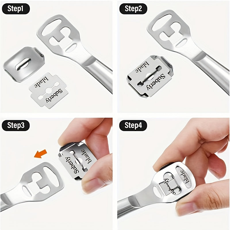 50 piezas de Cuchillas DIGRIMMS de Acero Inoxidable para Afeitadora y Lima de Uñas - Reemplazo para Herramientas Manuales, Pedicura y Depilación - Uso Profesional en Salón o Hogar, Spa - Diseño Elegante, Hojas Duraderas para Eliminación de Cutículas y Uñ