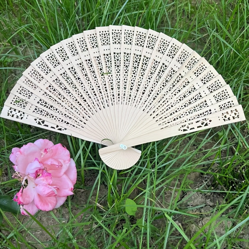 30 abanicos de boda de bambú vintage - Diseño floral elegante, compactos y portátiles, ideales para decoraciones de fiestas de boda y regalos de verano, decoraciones de boda, perfectos para Navidad, ideal para Acción de Gracias.