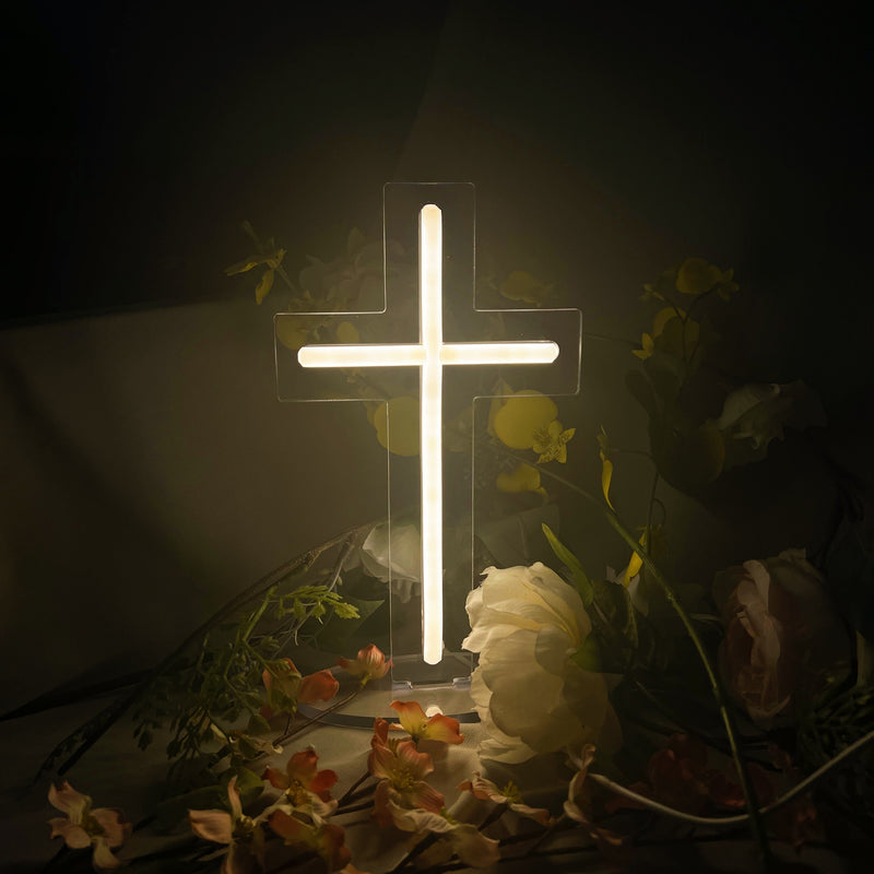 1 pieza de luz de neón de la cruz de Jesús, luz de neón LED para decoración del hogar, decoración de pared blanca, Navidad, Año Nuevo, boda, letrero de fiesta de cumpleaños, decoración de Pascua.