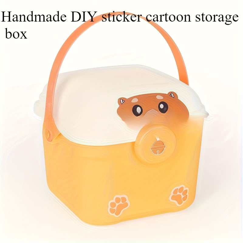 Caixa de almacenamiento de animales de dibujos animados, cubo para juguetes, práctico para guardar juguetes y libros, fácil de llevar al salir