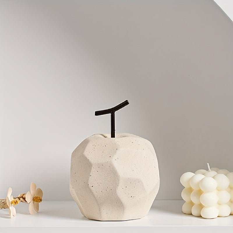 1pc Figura de Fruta de Arcilla Moderna, Diseño de Manzana y Pera, Decoración Temática Espacial para Sala de Estar y Habitación de Jóvenes, Exhibición Versátil para Interior/Exterior, No Necesita Electricidad, Decoración para Sala de Estar